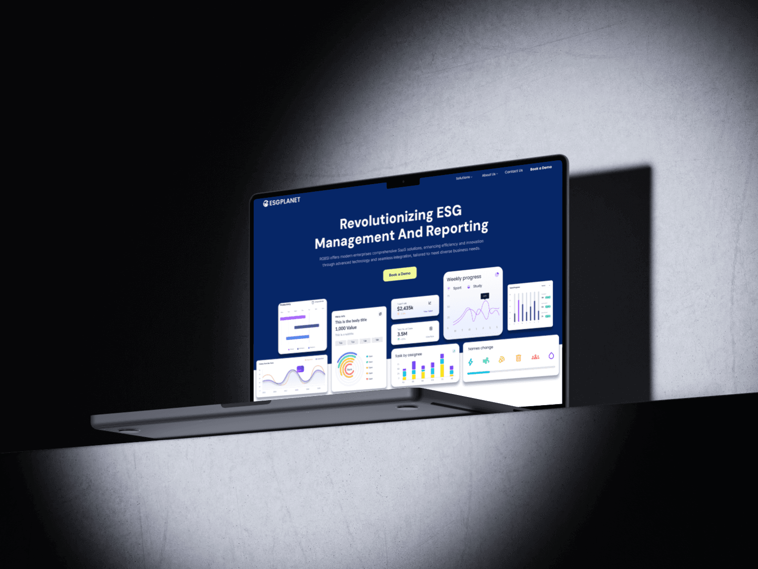 My ESG Planet dashboard shown on a laptop